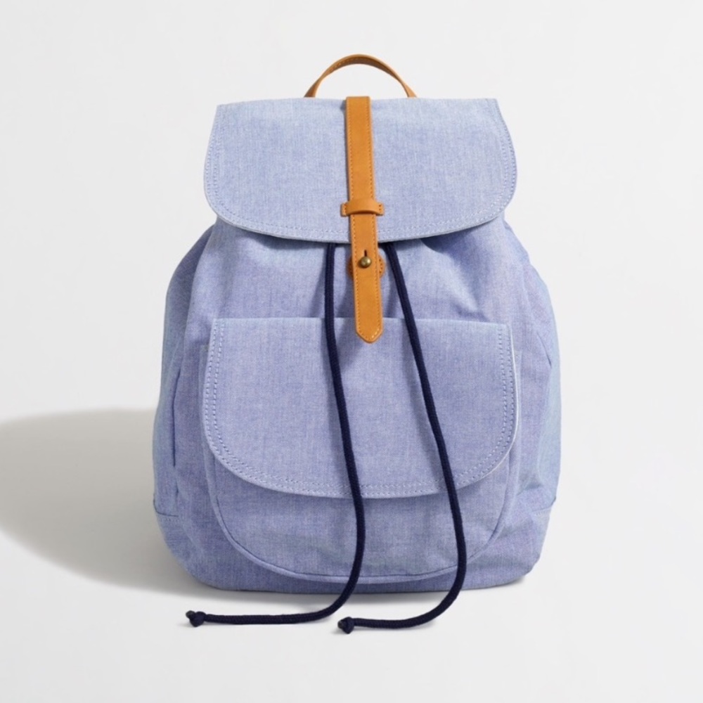 J. Crew | Chambray Drawstring Backpack - image 1